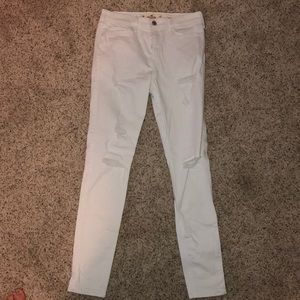 White jeans high rise super skinny